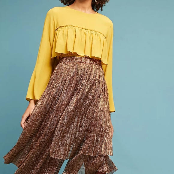 Anthropologie Maeve Metallic Copper Pants Skirt - Picture 15 of 15